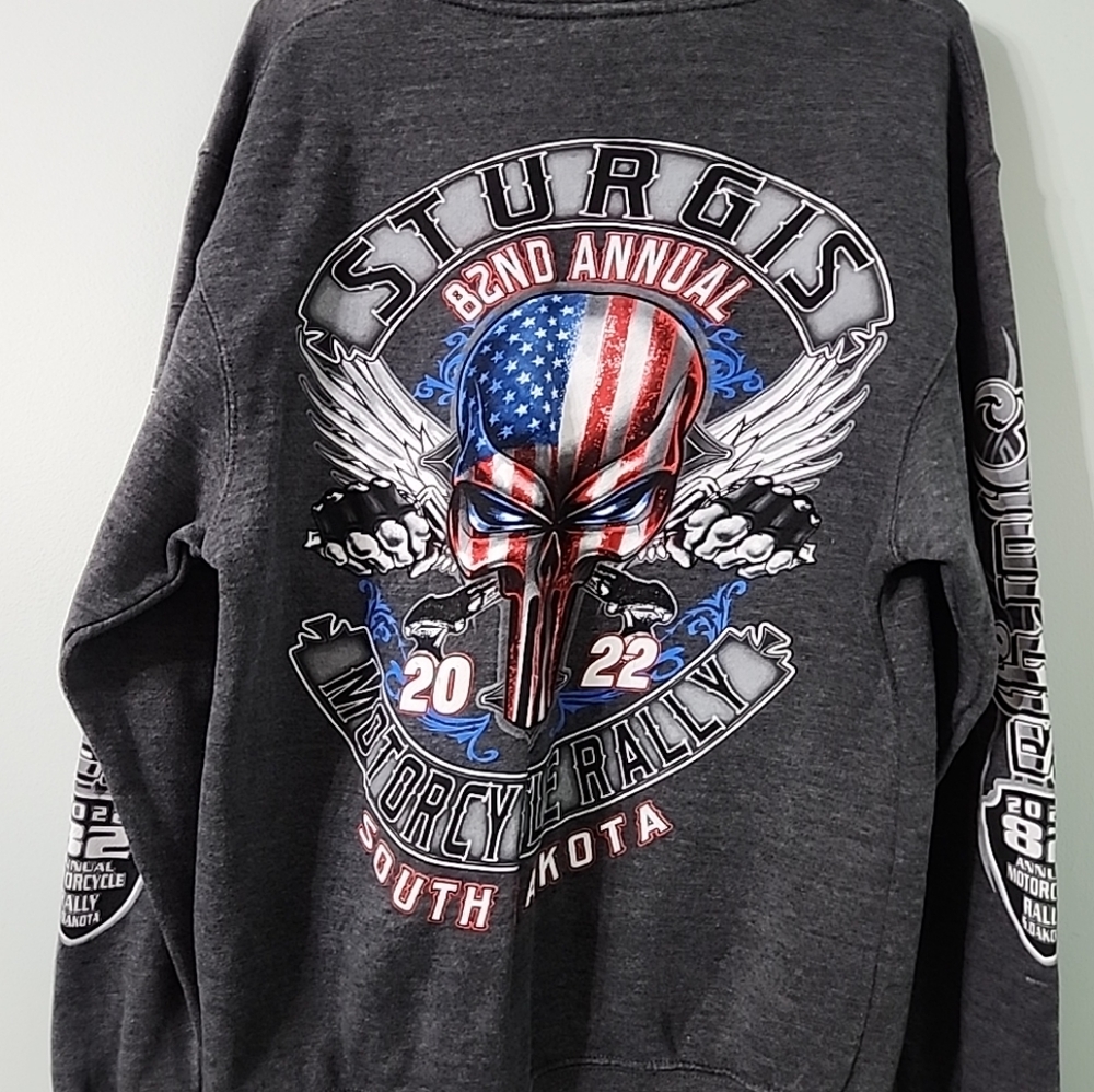 Sturgis Motorcycle Rally Hoodie 2022 82nd Annual Gray Small